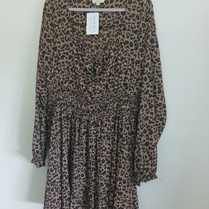 ODDY Brown Leopard Print Kids Dress